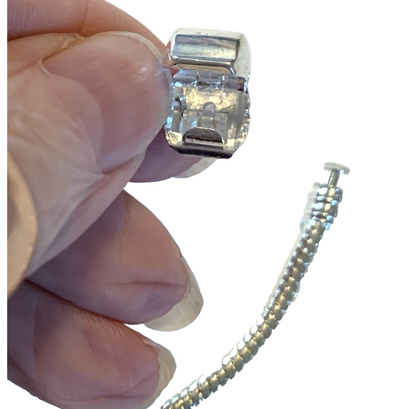 Silver Plated European Style Charm Bracelet For Charms with Barrel Closure 6.85" - Picture 3 of 5